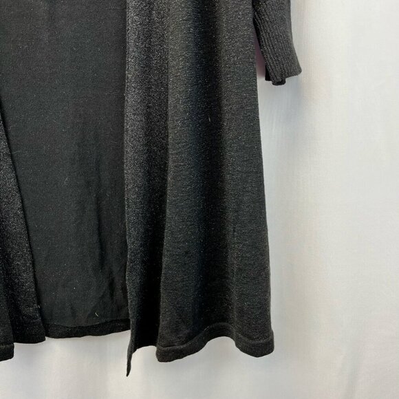 Express Womens Cardigan Sweater Black 3/4 Sleeve Open Front Tight Knit Glitter S - Picture 7 of 11